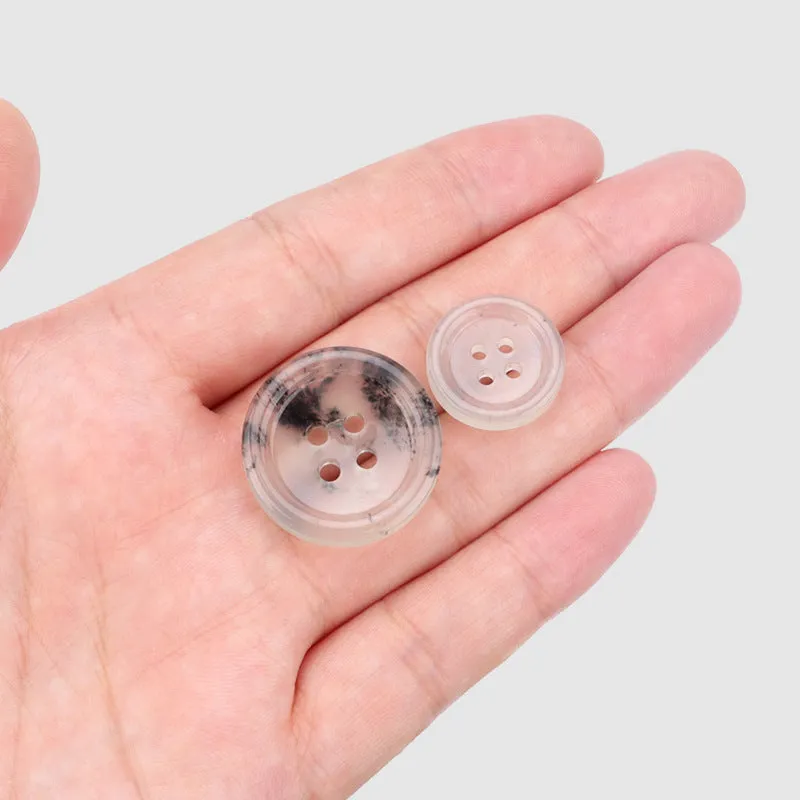 18/25mm Ink Natural Jade Four Hole Buttons for Retro Chinese Garments 2pcs