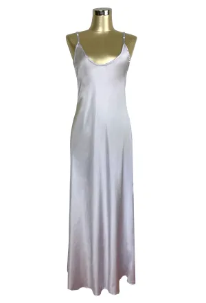 1930's Bias Glamour Full Length Gatsby Slip Dress - Silver