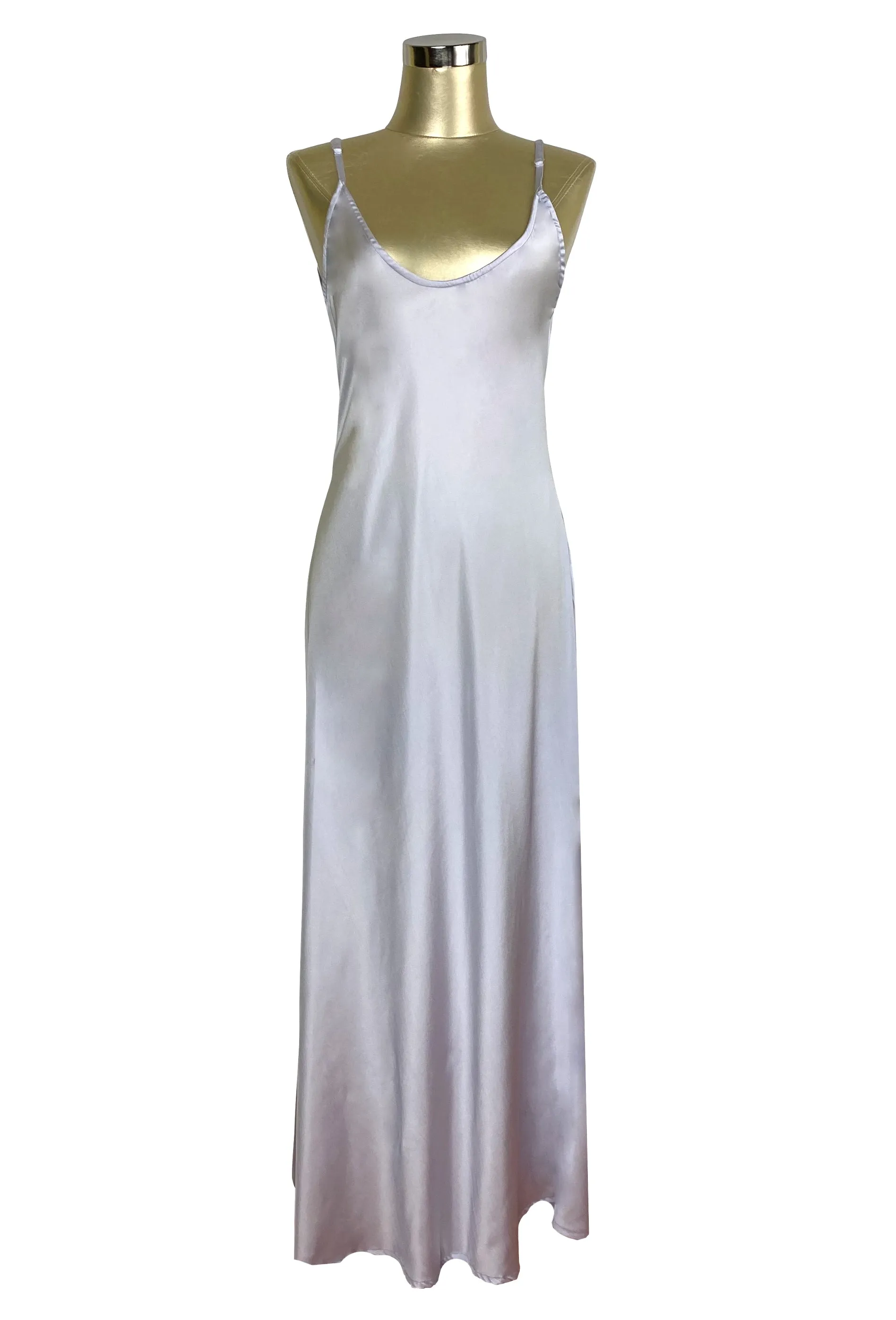 1930's Bias Glamour Full Length Gatsby Slip Dress - Silver