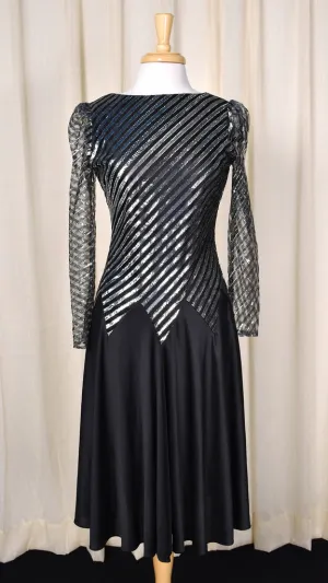 1980s Vintage Silver Stripe Disco Dress