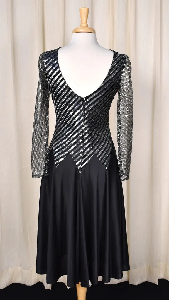 1980s Vintage Silver Stripe Disco Dress