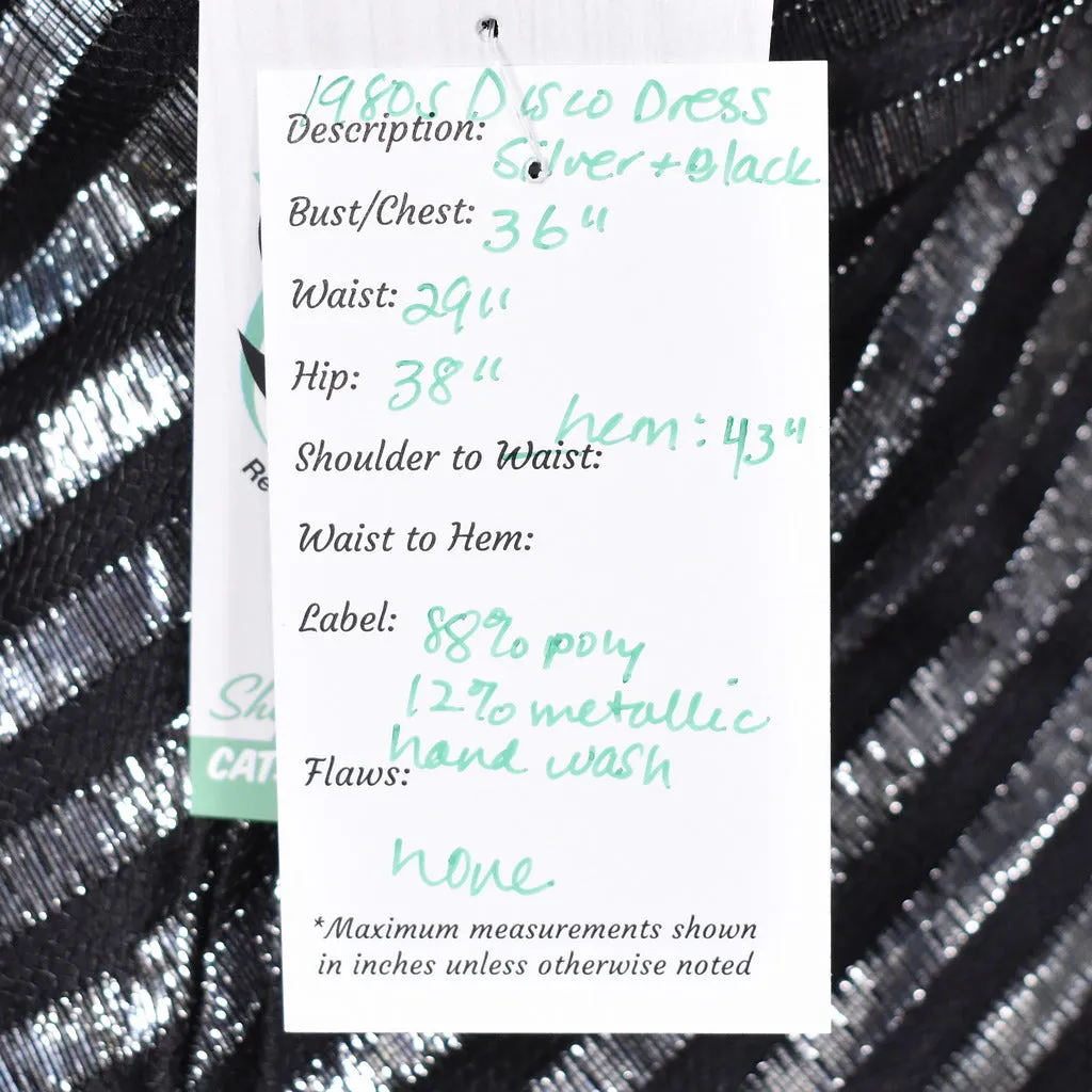 1980s Vintage Silver Stripe Disco Dress
