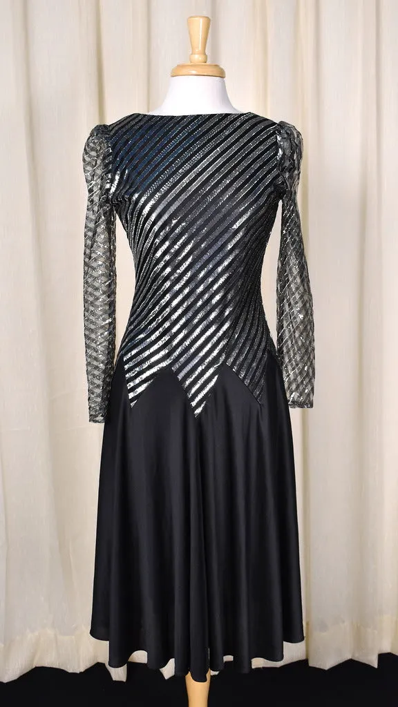 1980s Vintage Silver Stripe Disco Dress