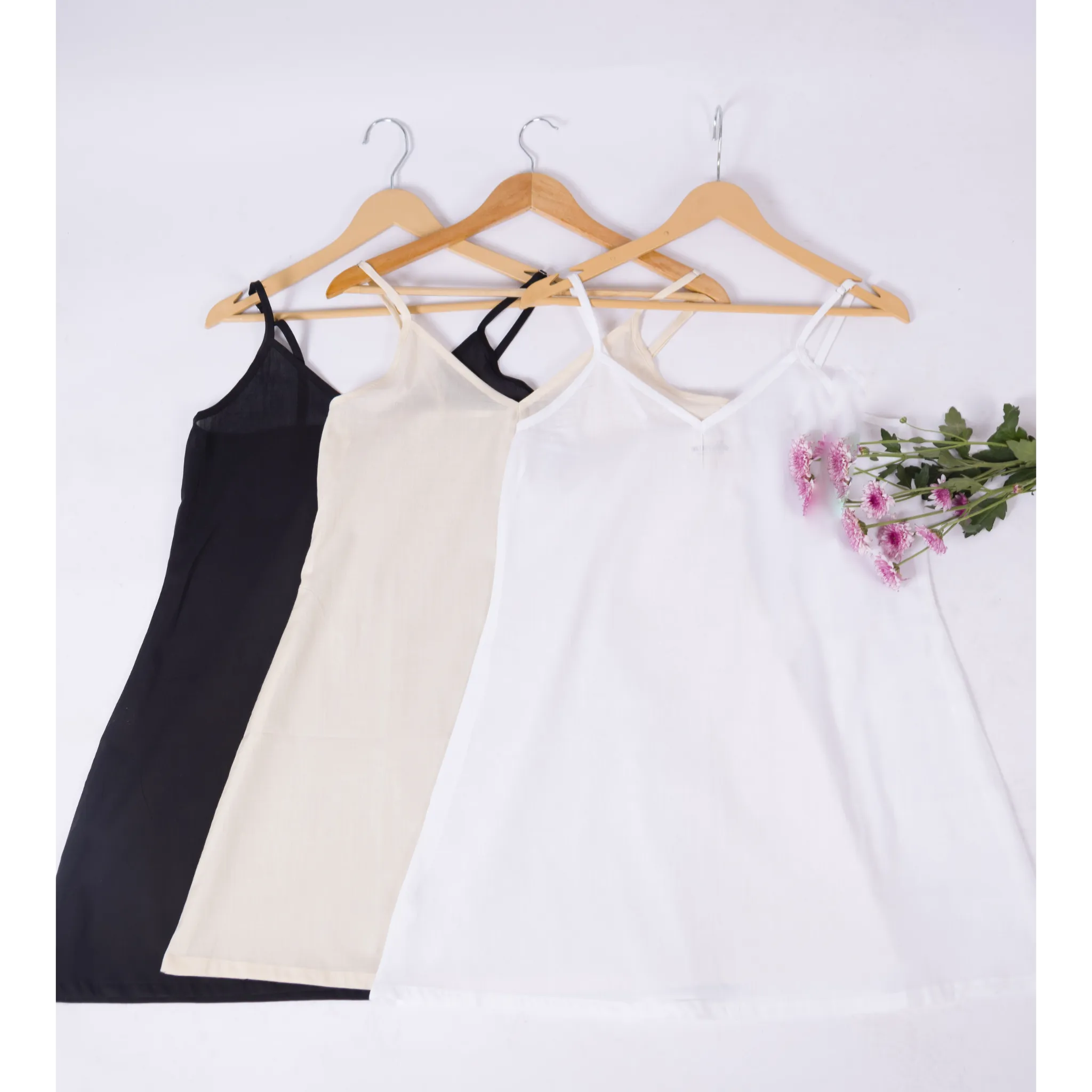 A-Line Black Cotton Slip for Dresses