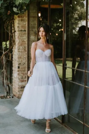 A-line Tulle Informal Wedding Dresses with Thin Straps