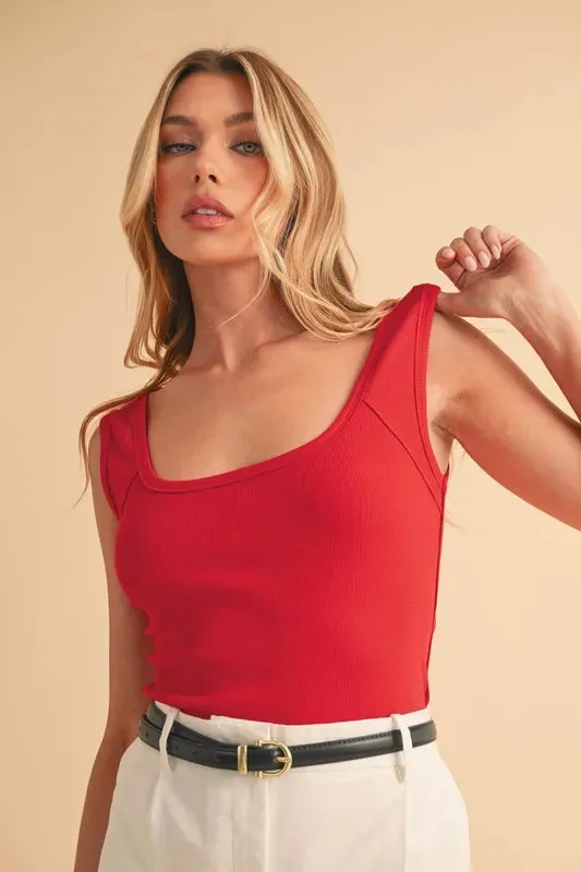 Aemi Co Square Neck Wide Strap Tank