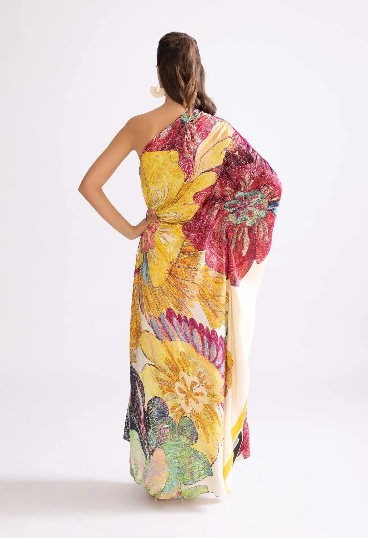 Alana asymmetric printed kaftan