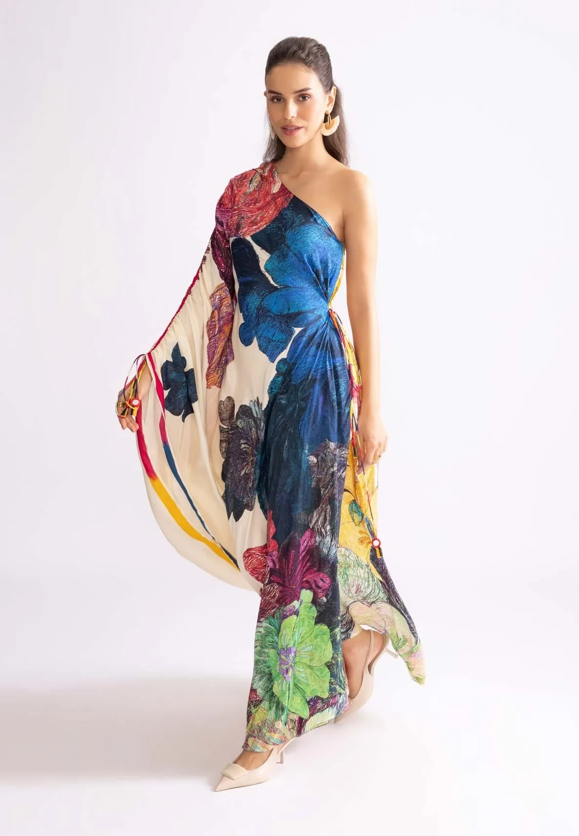 Alana asymmetric printed kaftan