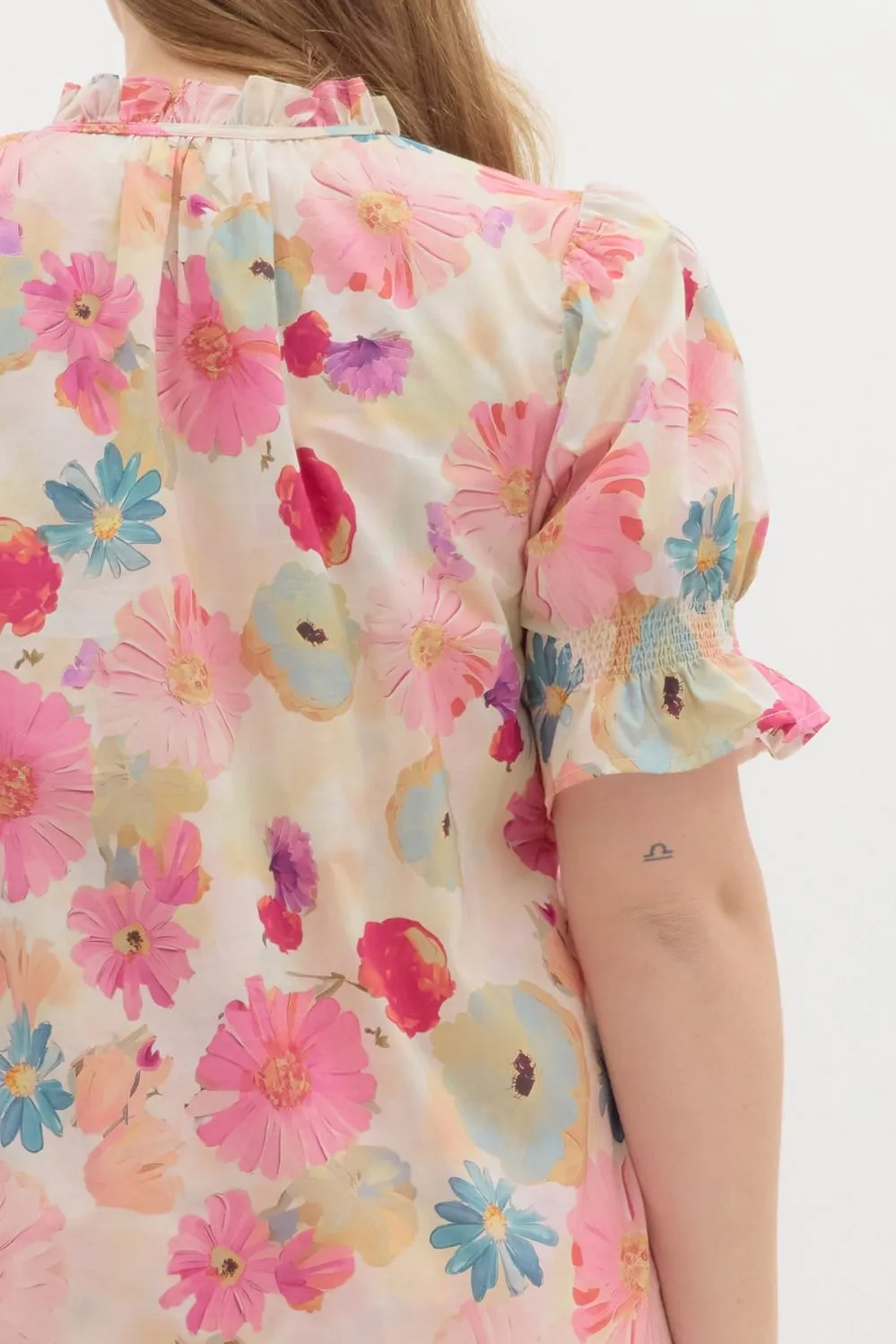 Alaya Floral Tie Neck Blouse, Berry | Plus Size