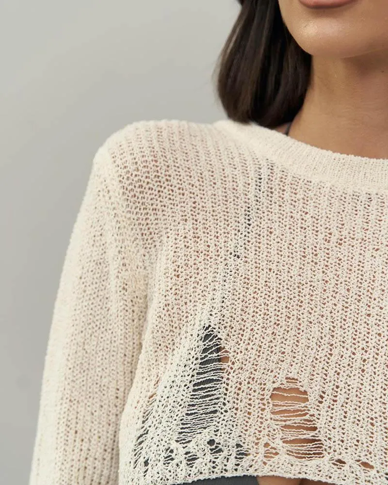 Amesthan Cropped Cut Out Sweater