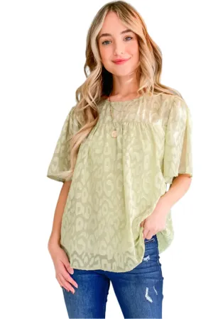 And The Why Woven Leopard Pattern Baby Doll Blouse