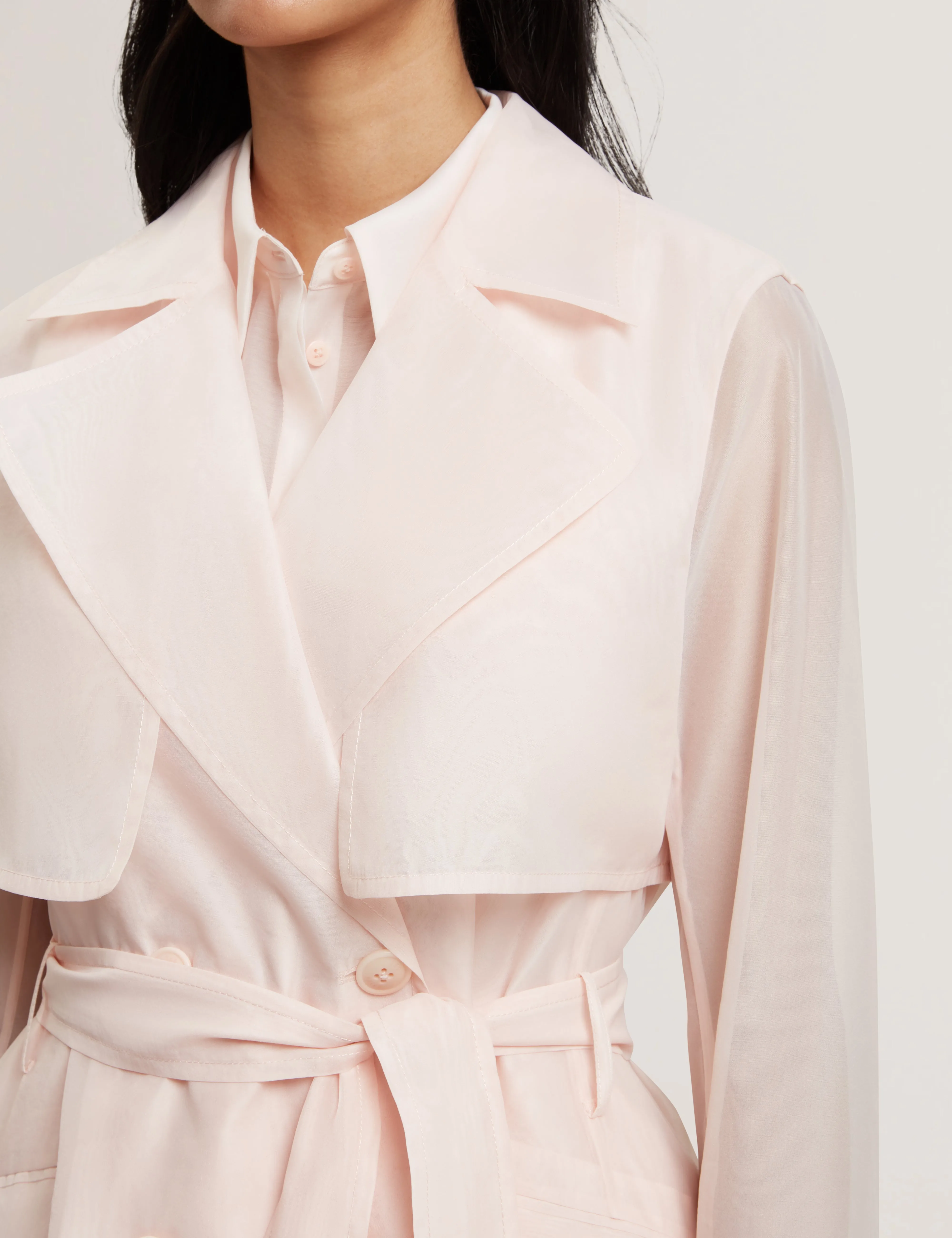 Aplysia Organza Trench Coat With Storm Flaps Pl-Pink