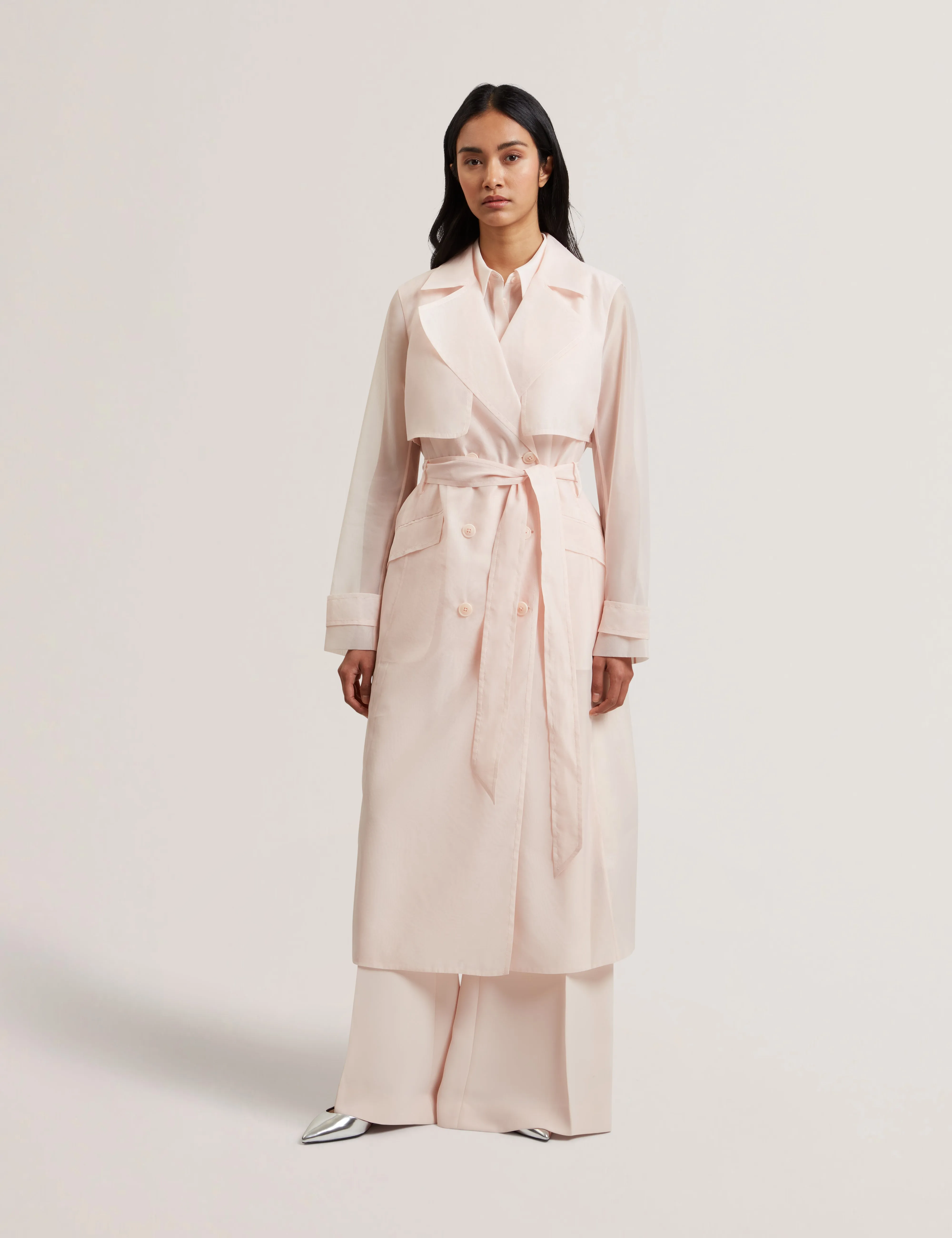 Aplysia Organza Trench Coat With Storm Flaps Pl-Pink