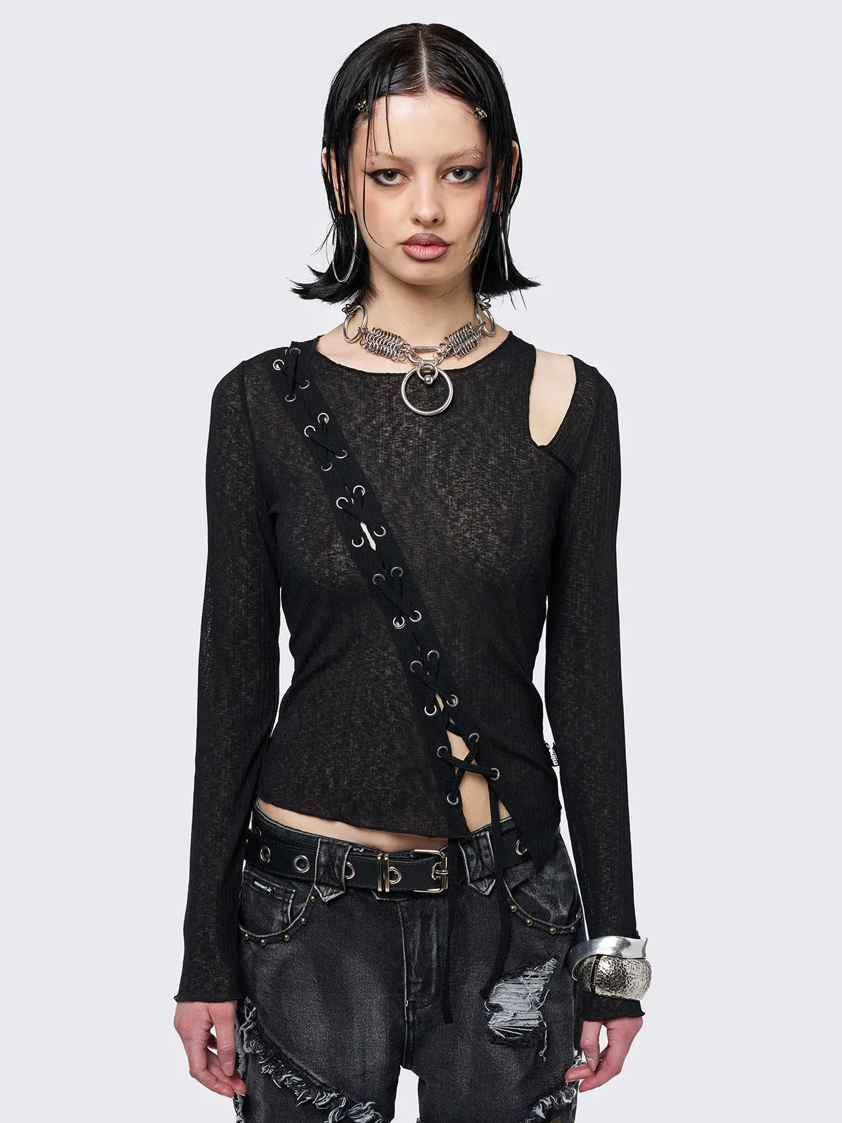 Aryana Black Cut-Out Top