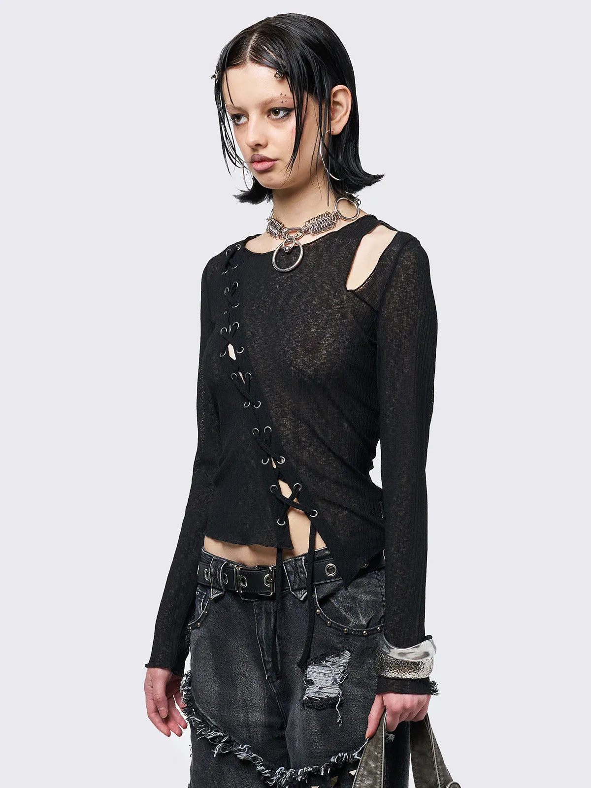 Aryana Black Cut-Out Top