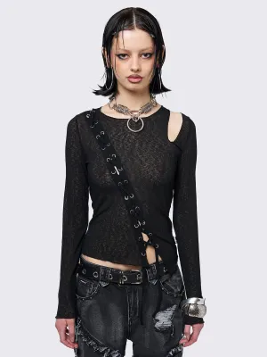 Aryana Black Cut-Out Top