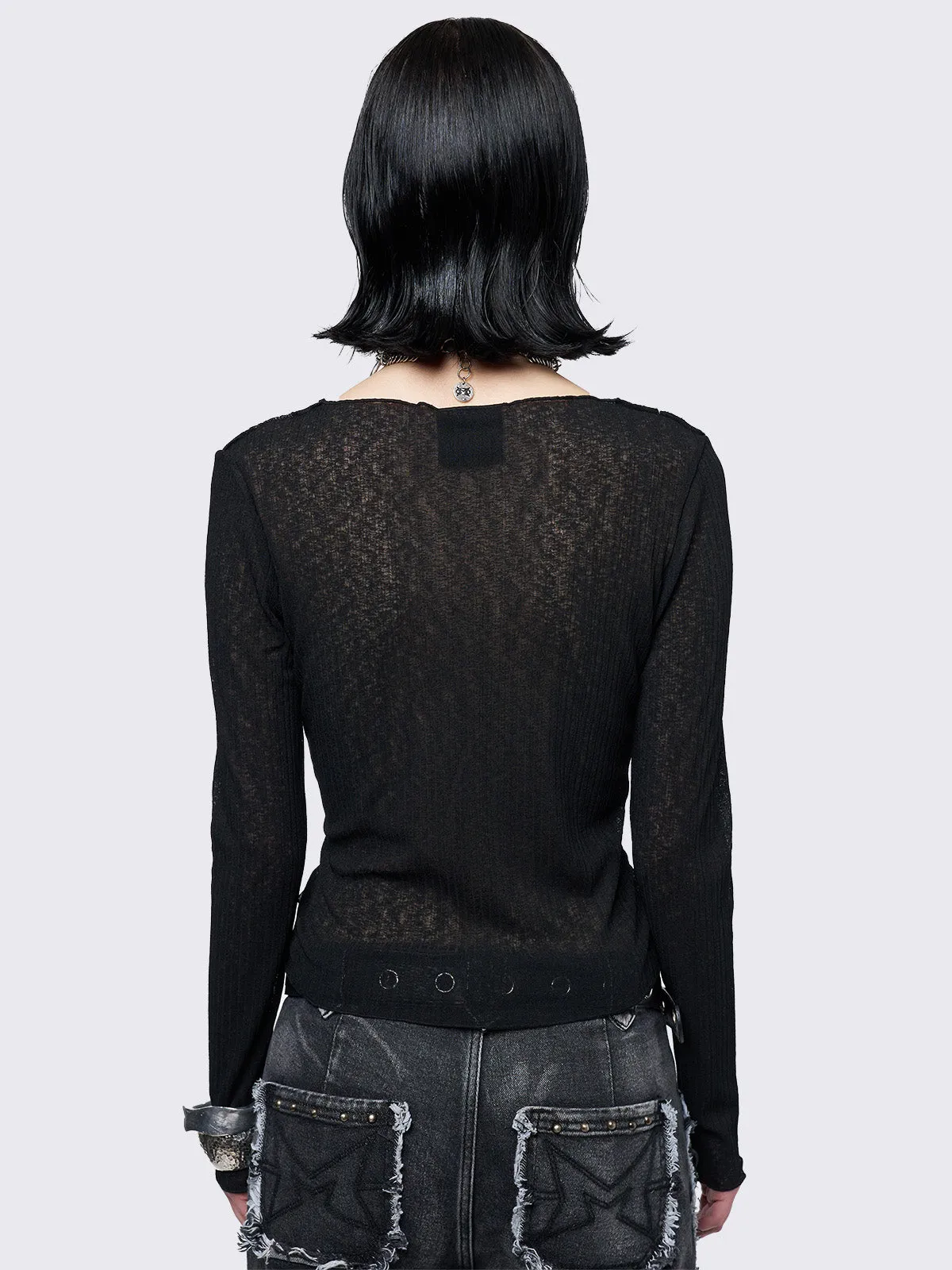 Aryana Black Cut-Out Top
