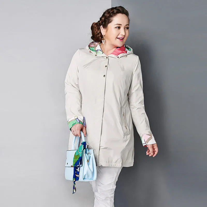 Astrid Women's Coat High Trench Coat Slim Hooded Chain Big Size Fashion AY-1670