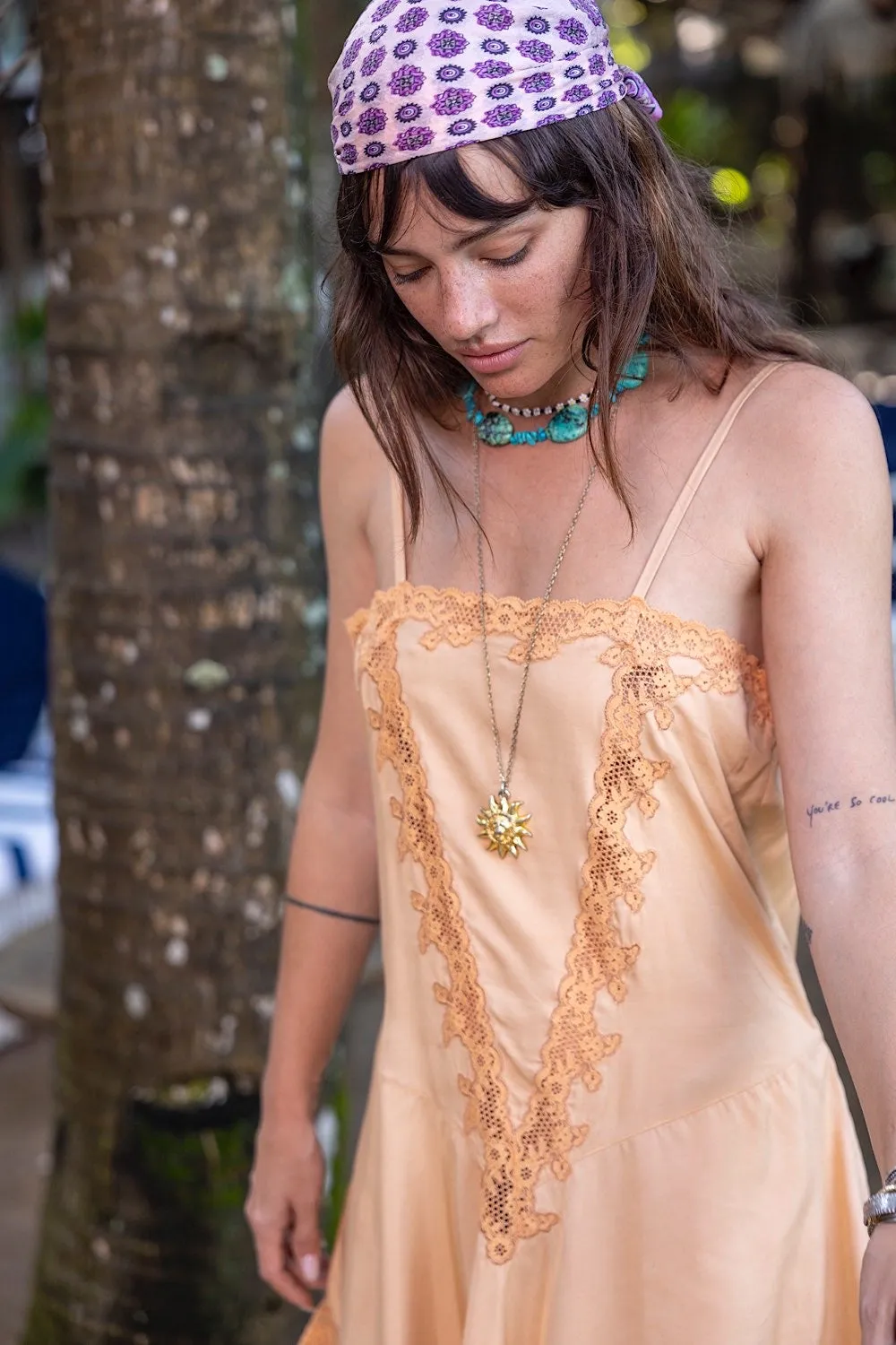 Austin Silk Twill   Lace Mini Slip Dress