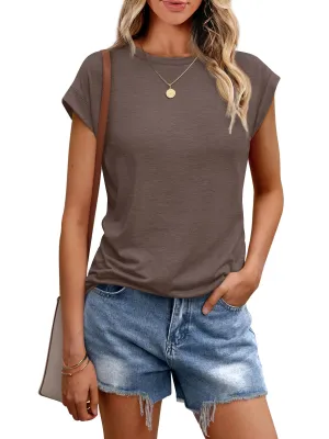 AUTOMET Womens Summer Tops Casual Business Basic Shirts Loose Fit Crewneck Short Sleeve Tshirt Dressy Cute Clothing Fashion Trendy Spring Y2k Outfits 2024