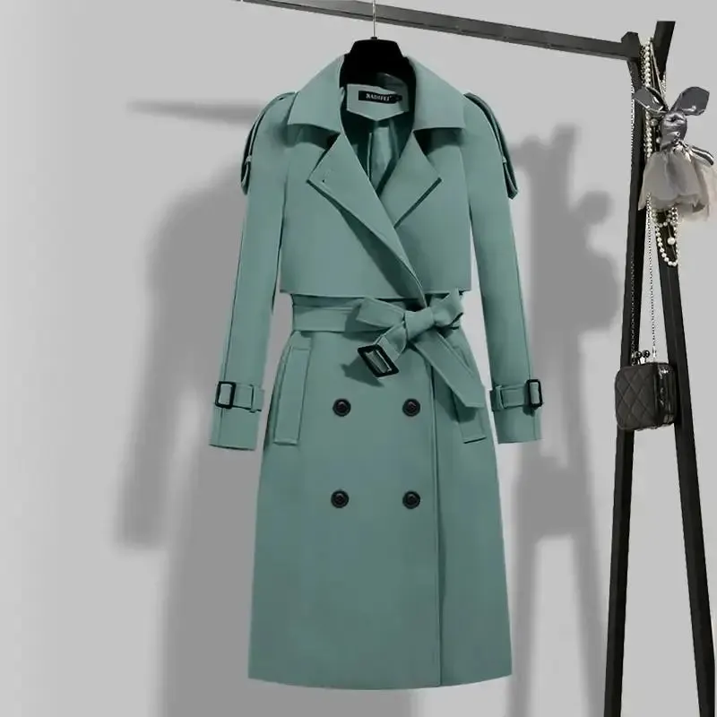 Autumn winter trench-coat Turn Down Collar black oversize Black Overcoat Long Sleeve plus size wholesale fashion women Trench Coats