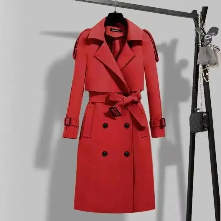 Autumn winter trench-coat Turn Down Collar black oversize Black Overcoat Long Sleeve plus size wholesale fashion women Trench Coats