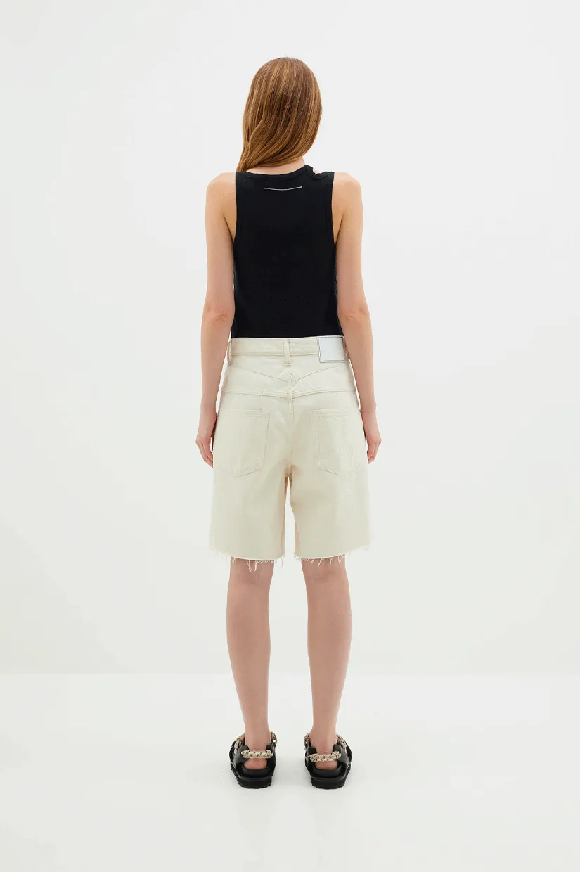 Bassike Cut Out Mini Rib Tank - Black