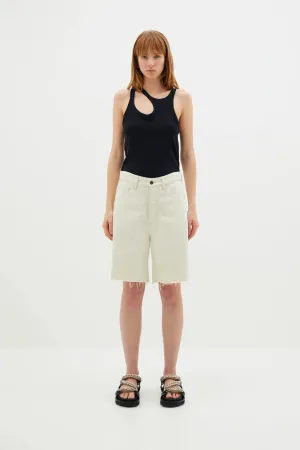Bassike Cut Out Mini Rib Tank - Black