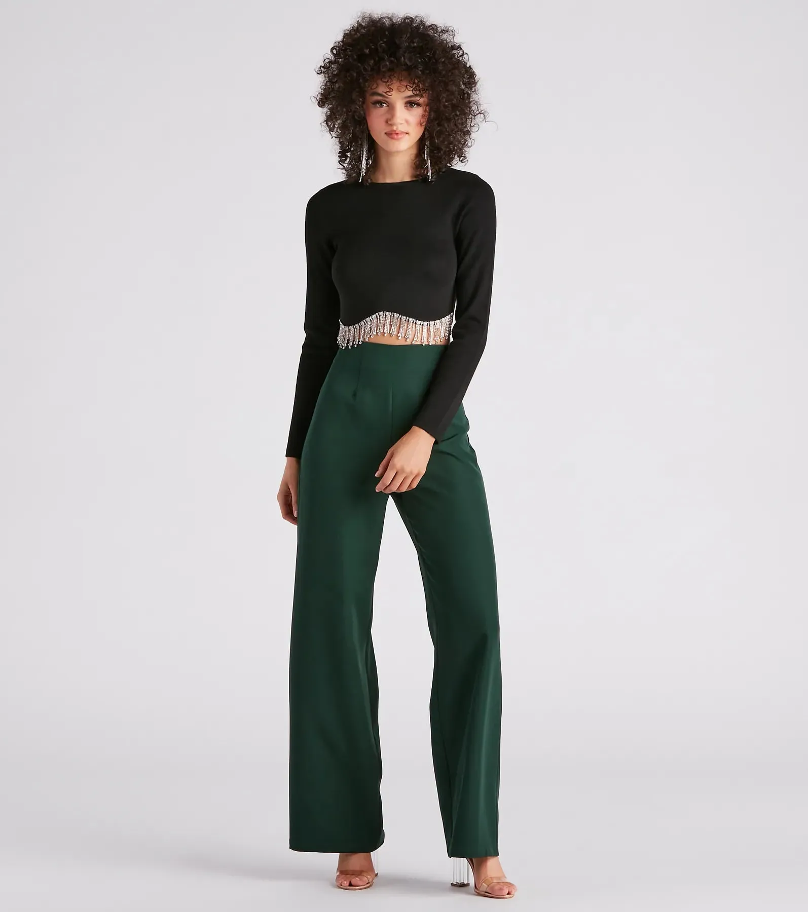 Bejeweled Me Rhinestone Fringe Top