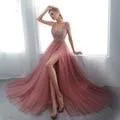 Bethany Beaded A-Line Sweep Train Dress
