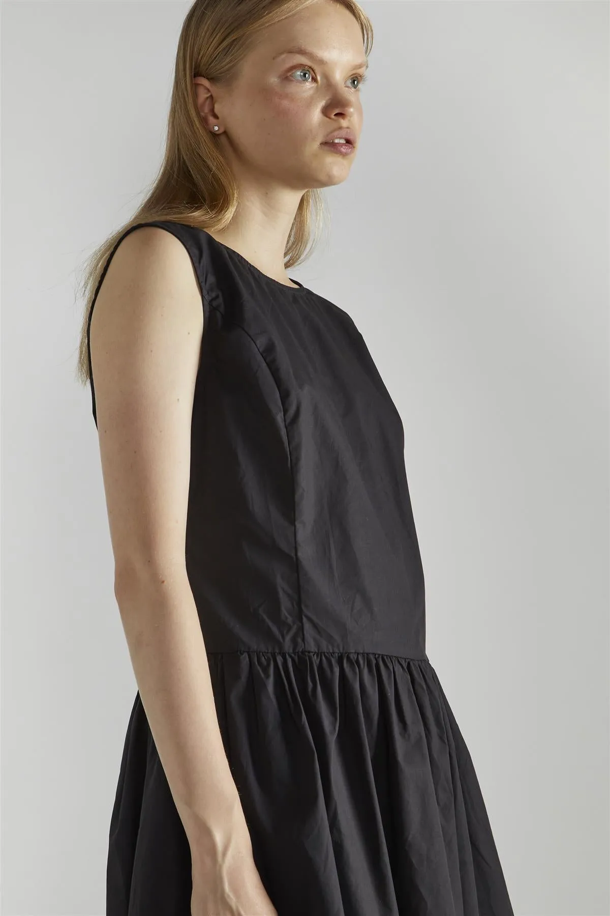 Black A-Line Skater Midi-Dress