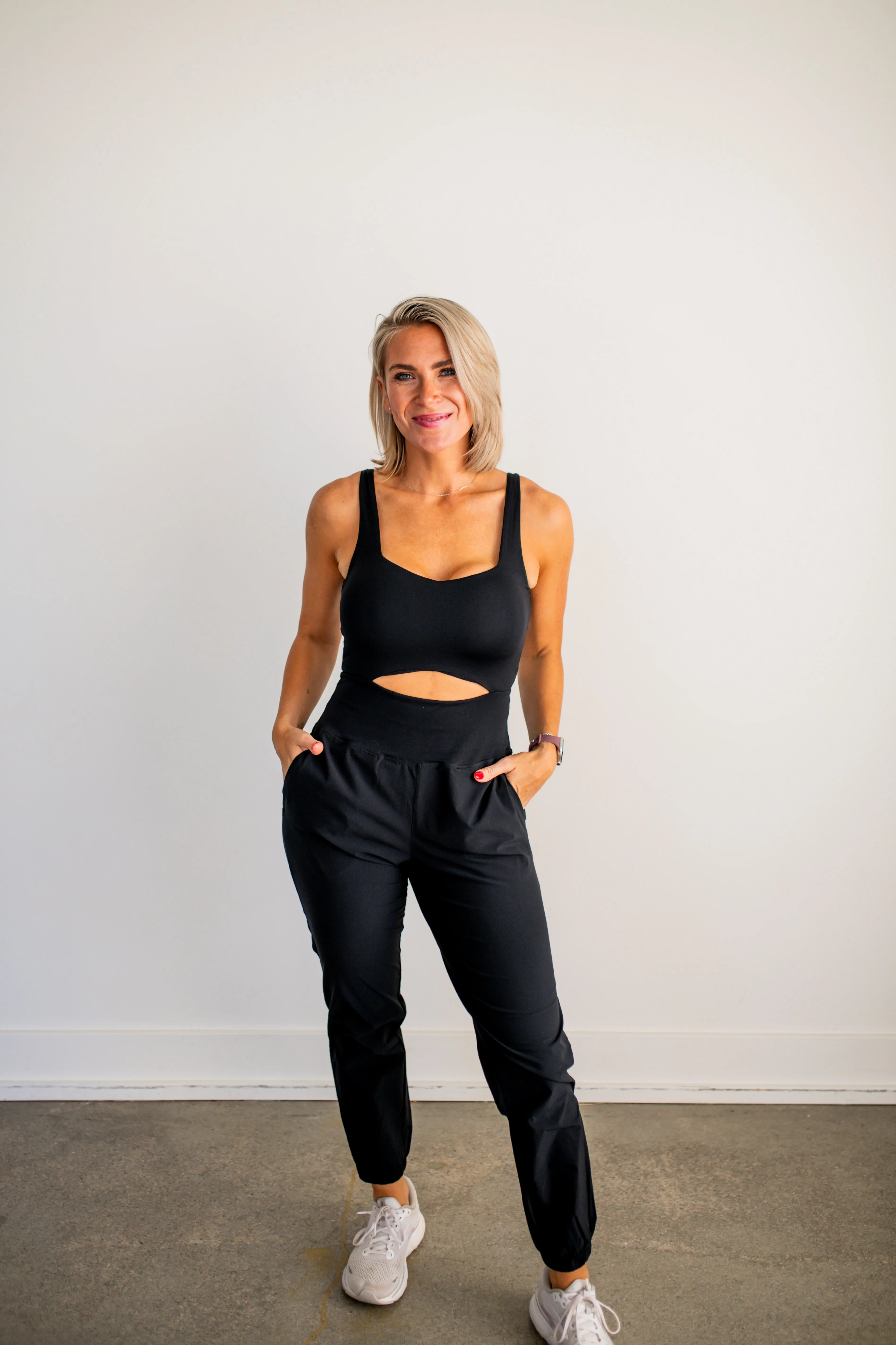 Black Keyhole Cut Out Active Jumpsuit