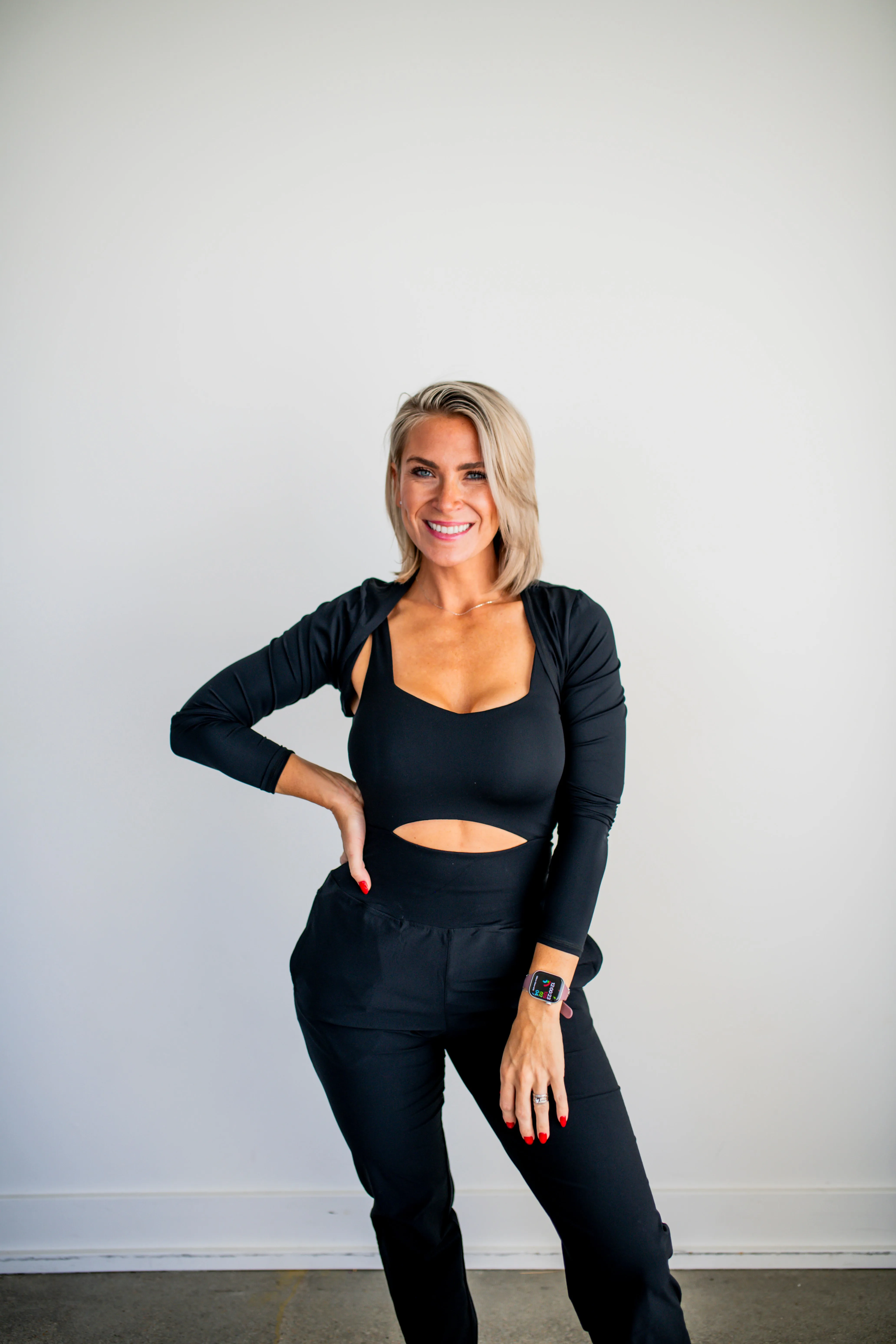 Black Keyhole Cut Out Active Jumpsuit
