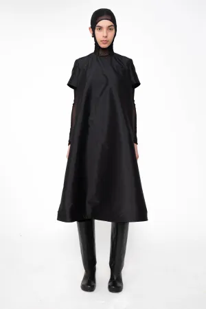 BLACK MIKADO A-LINE DRESS