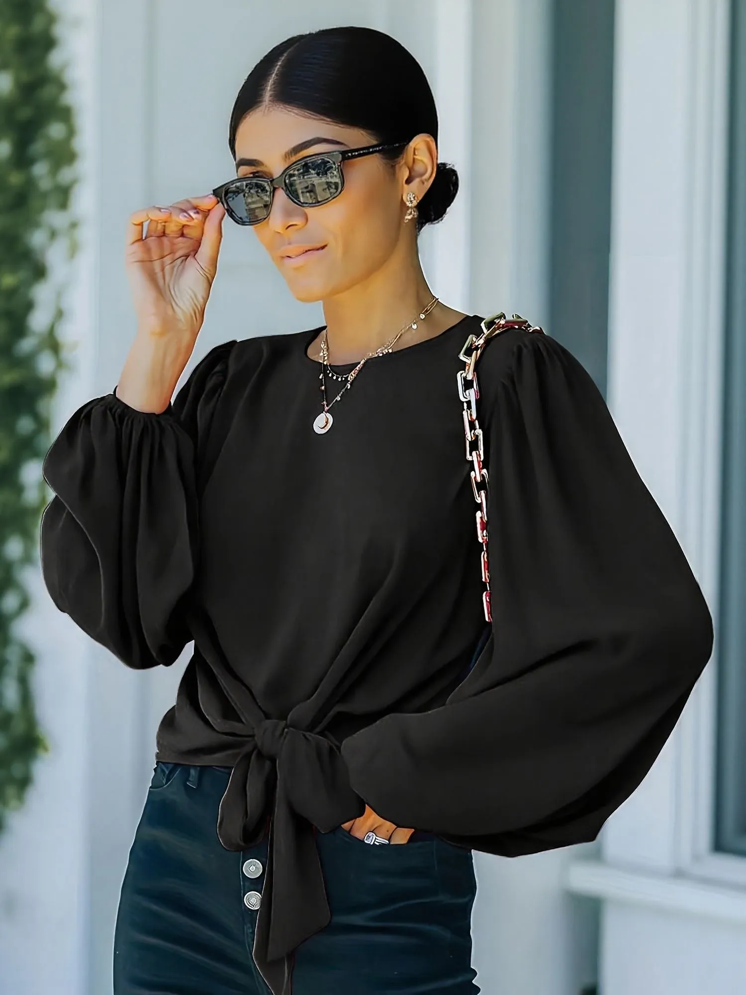 Black Top With Front Tie Up