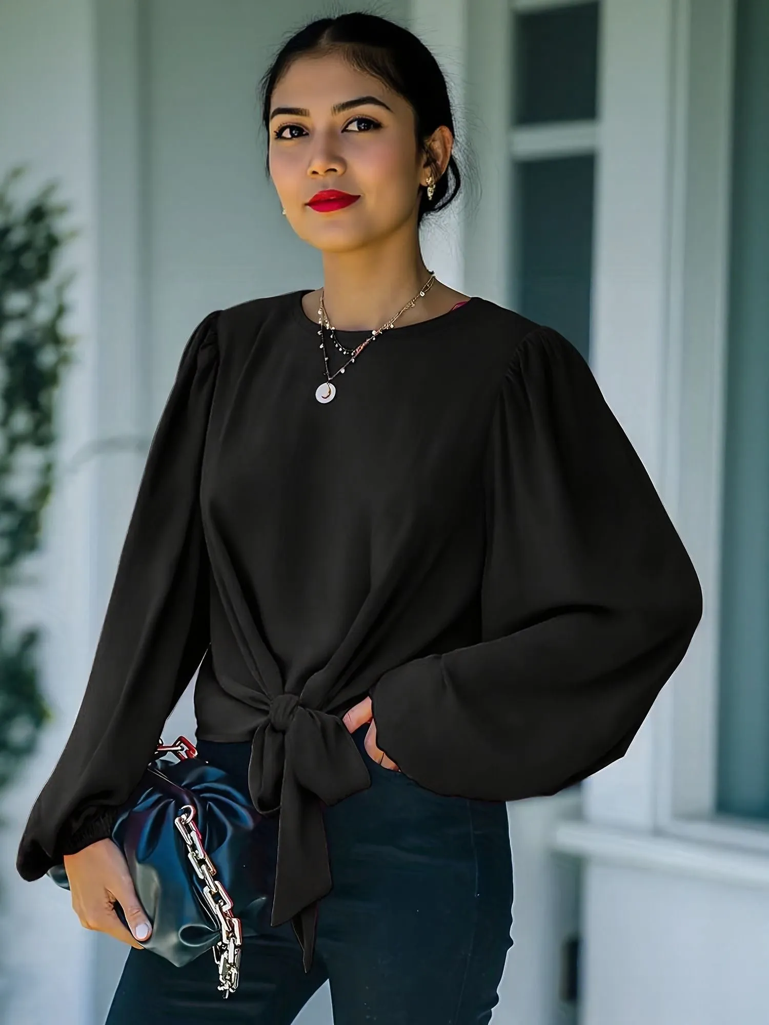 Black Top With Front Tie Up