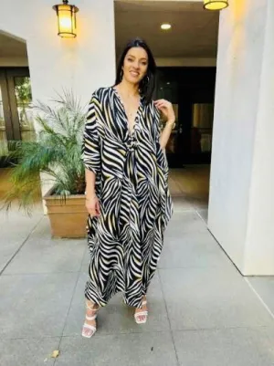 Black/Mustard Zebra Diamond Vacay Dress