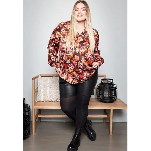 Blouse V print brown/orange