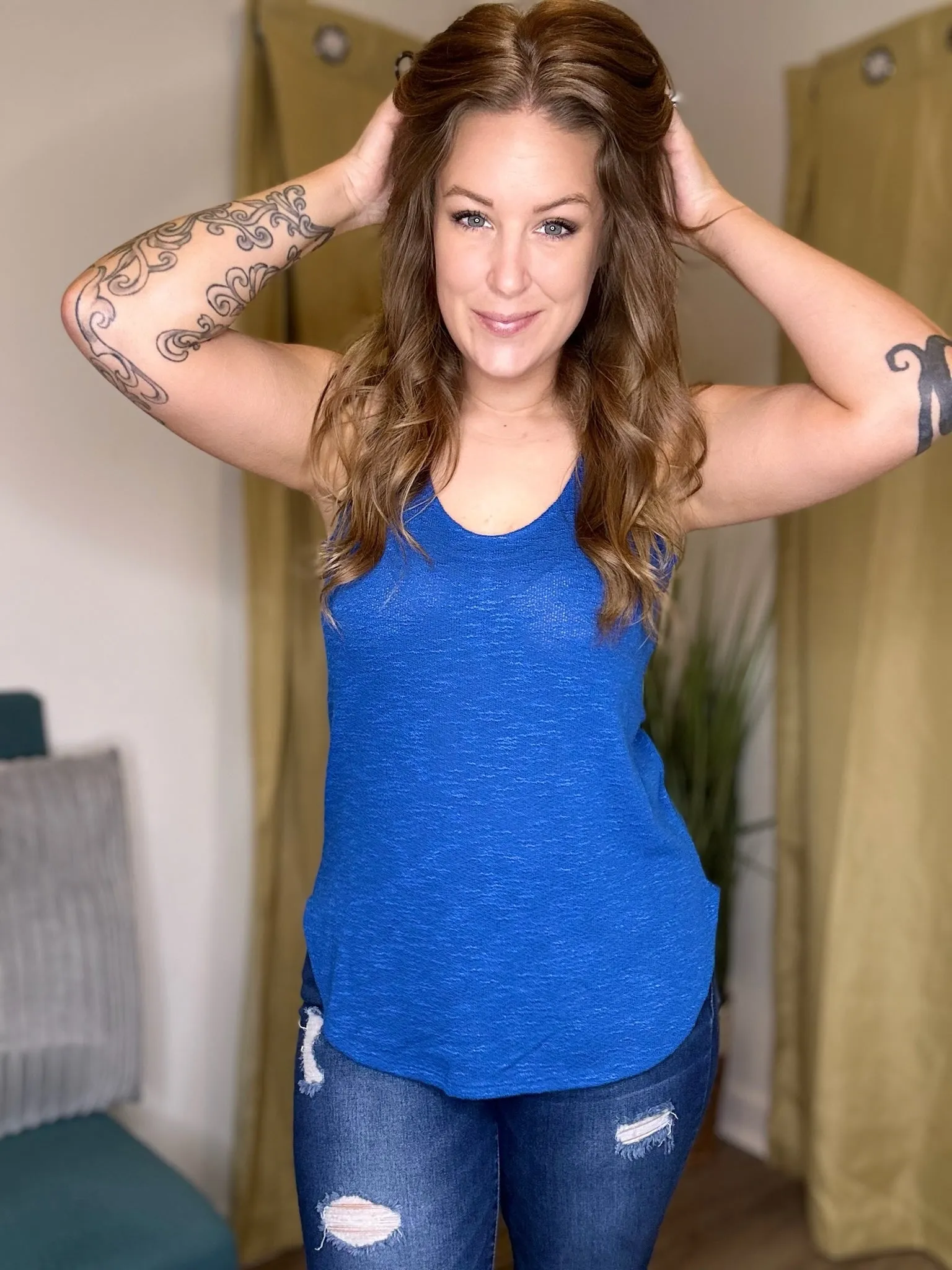 Blue Burn Out Tank Top