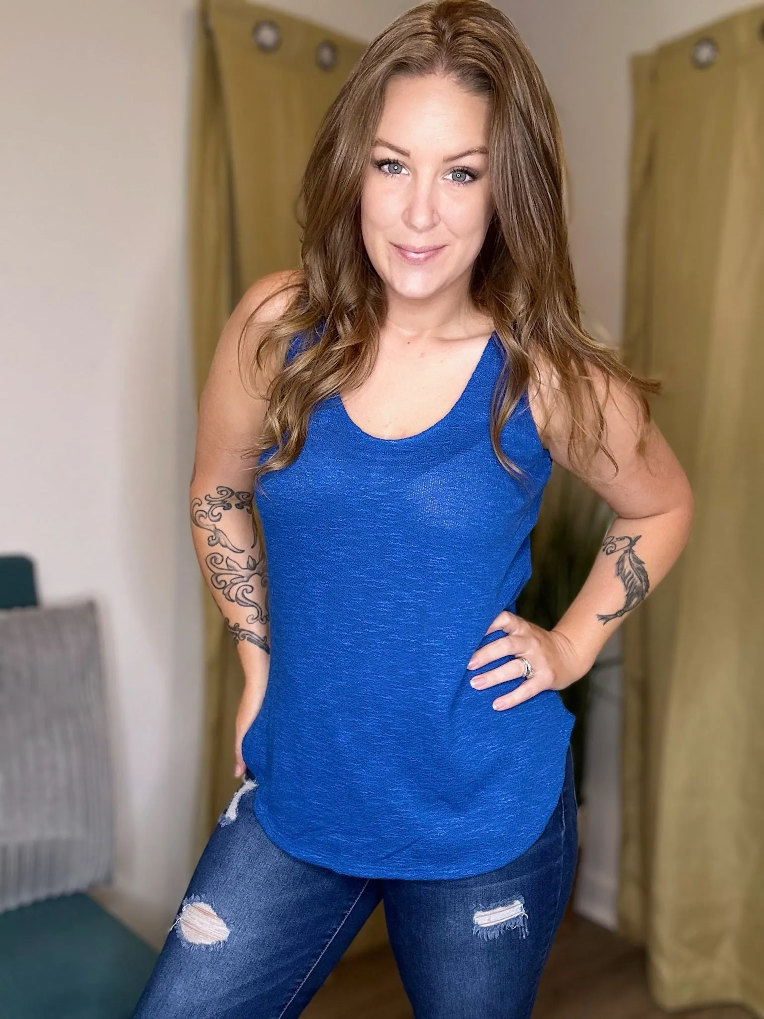 Blue Burn Out Tank Top