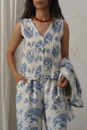 BLUE SMOCKED VEST