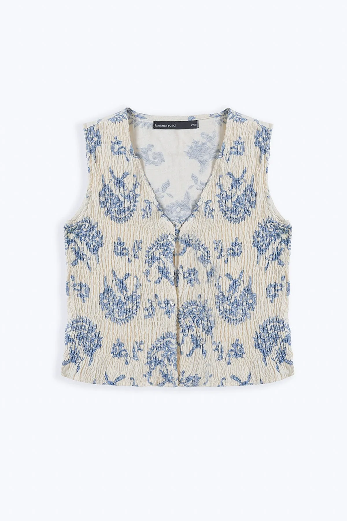 BLUE SMOCKED VEST
