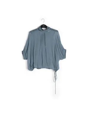 Blue voluminous sheer top