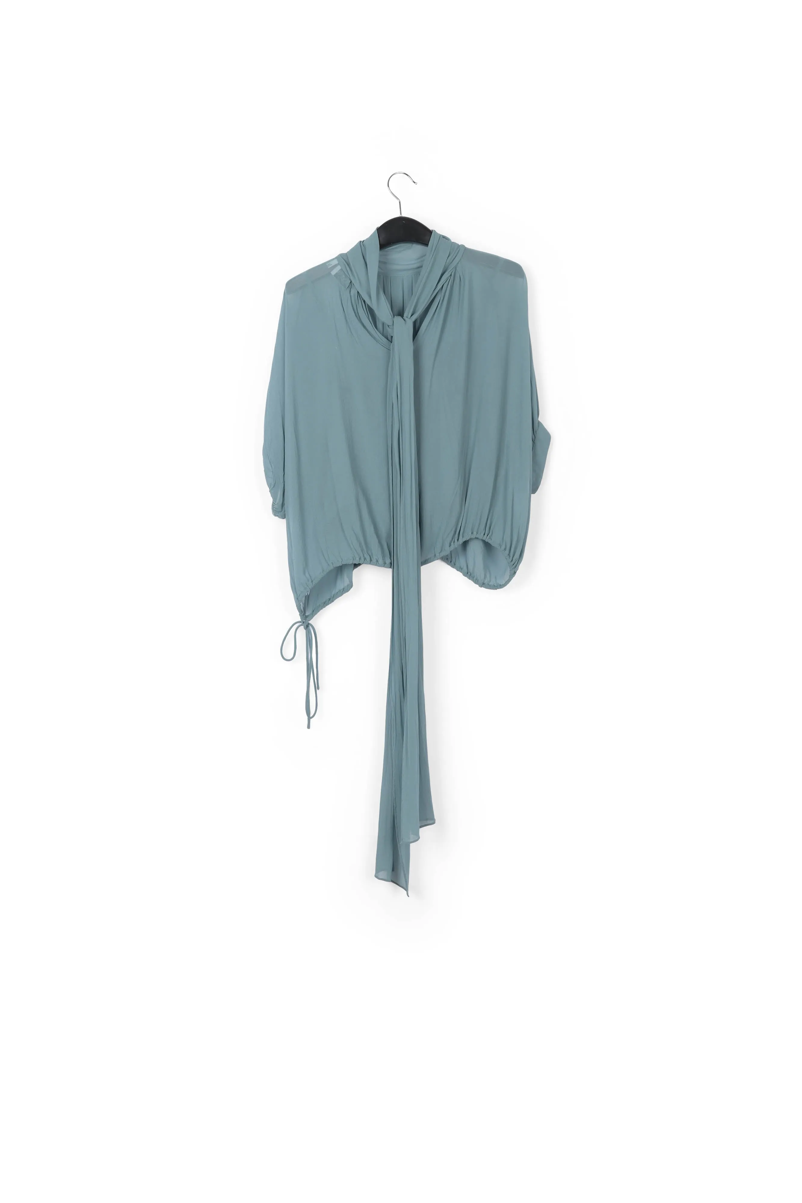 Blue voluminous sheer top