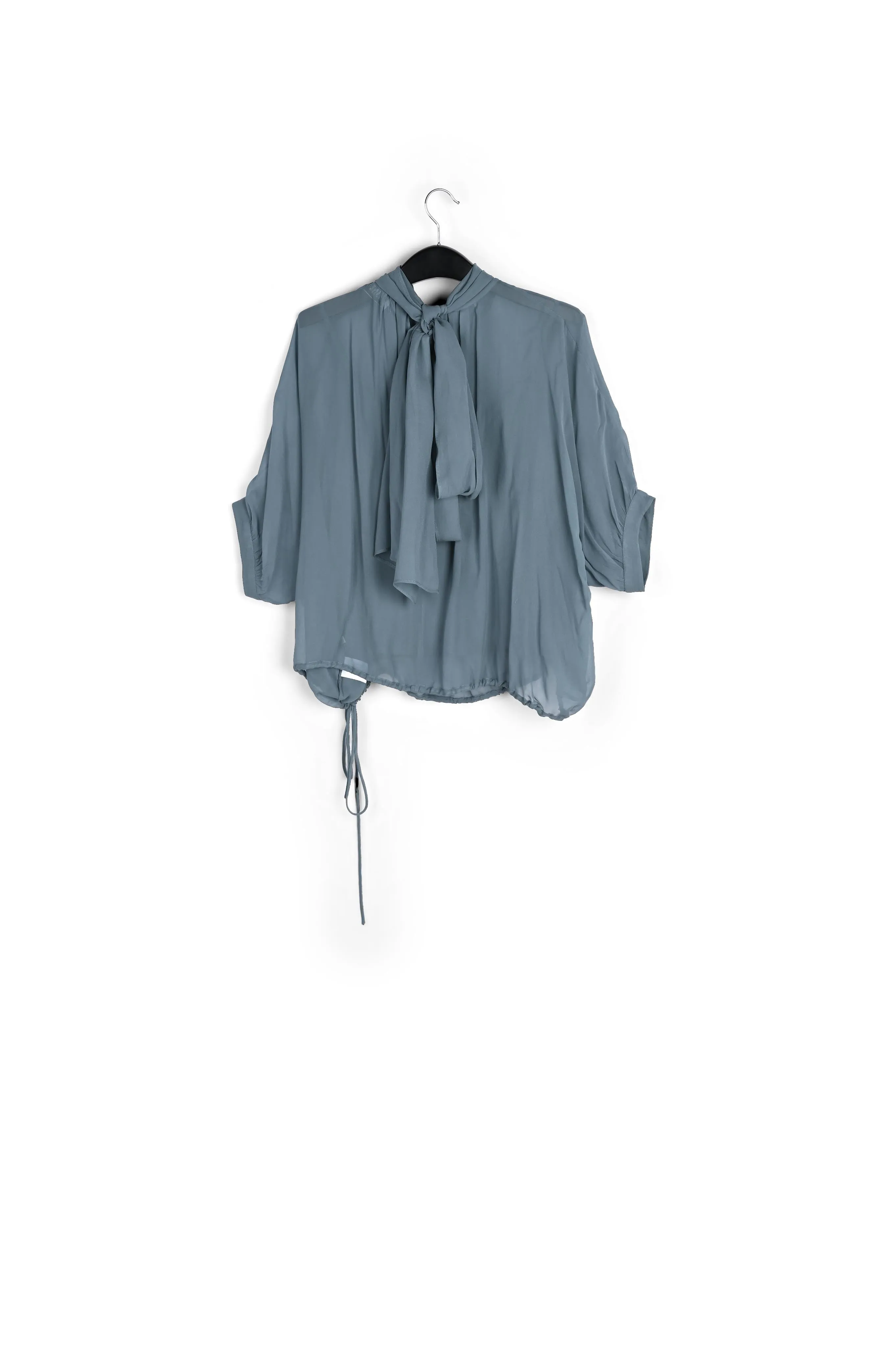 Blue voluminous sheer top