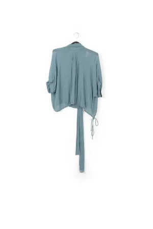 Blue voluminous sheer top
