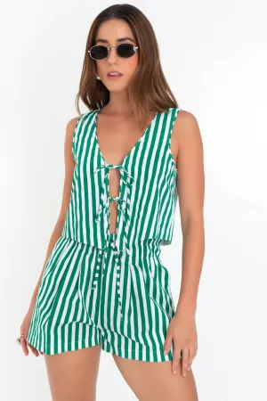 Blusa corta de rayas escote con lazos