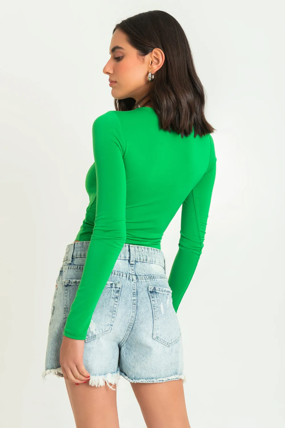 Body ajustado manga larga escote con cut out