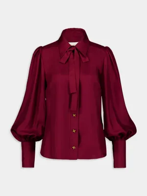Bow-Embellished Silk Blouse
