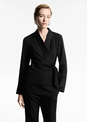Bow satin blouse - Black